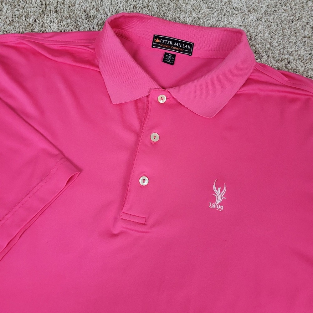 Peter Millar Summer Comfort Mens XL Solid Pink Performance Stretch Golf Polo SS